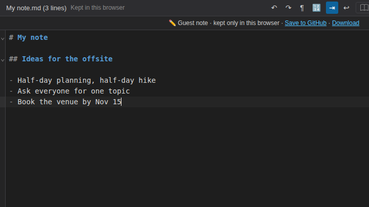 Try it first, connect GitHub later